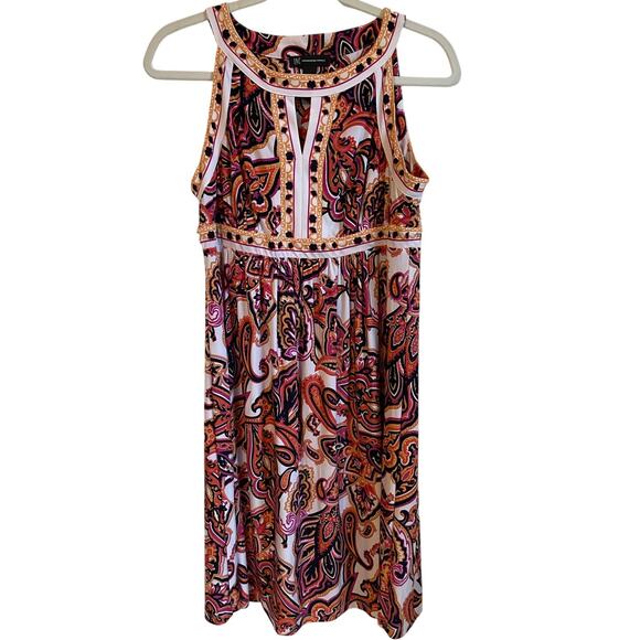 INC International Concepts Halter Dress Keyhole Neck Paisley Colorful Size Large - Picture 1 of 7